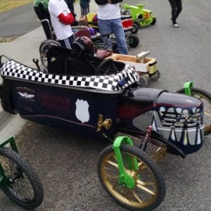 One of the cooler looking soap box derby vehicles.