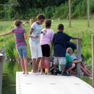 kids on the dock