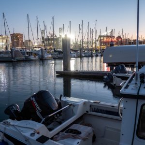 Media 'South Beach Marina during an evening Giants game' in album 'The new boat house, almost done'