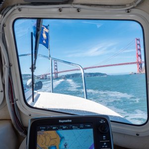 Media 'Golden Gate from helm' in album 'The new boat house, almost done'