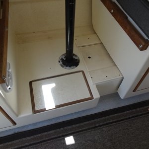 Sliding barber seat conversion, with molded interior.