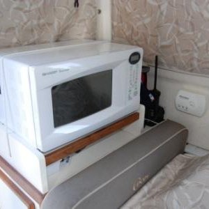Microwave and shelf, CO detector