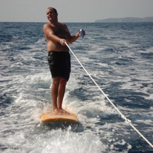 Media 'Wake boarding Rub "N" Tug style' in album 'The sun sets on the way to Catalina Island.'