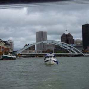 Last Dance leaving Rochester on the Genesse River