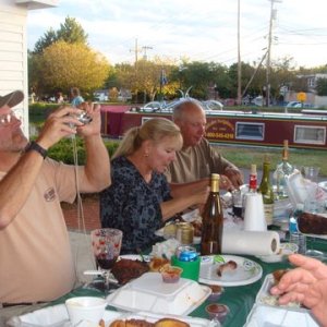 Dun, Jessica, Mike enjoying some ribs to go from the Taste of Texas in Spencerport,some alcohol was involved