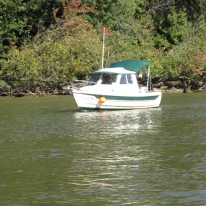Smallest boat in floatilla, Nate Leonard