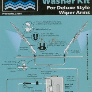 AFI Washer Kit.
The tubing, mounting clips and spray nozzles are for the 'single' Deluxe Style Wiper Arms. A single independent push button switch is used for both wiper arms.
The Pantographic arms have the spray nozzles built into the arm, as shown in the earlier pixs. I saved the older single arms and used the water tank, etc.,with the replacement pantographic arms.