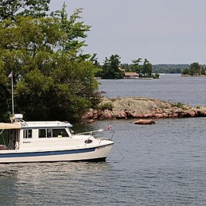 Anchored off one of the Lake Fleet Islands, Ontario