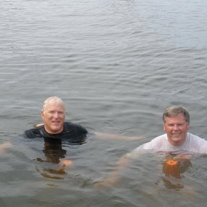 Jim and Jeff swimming  on Lake Hickory