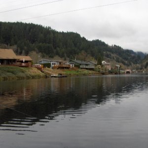 'river homes' alongside the Alsea.