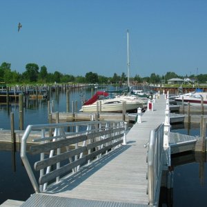 Cedar River Harbor, some low floating slips great for Dories as well as many slips for larger boats.