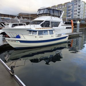 Media 'Our C-Dory in its own 50' slip - Dock Street Marina' in album 'Launching at Everett December 6, 7:15 am. We're going to Tacoma!'