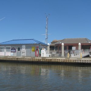 IMG 0482  Dock Master's shack and ship's store at the Fernandina Beach dock on the north end of Amelia Is, FL