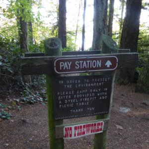 Media 'Entering the beach side campground again, after completing the 1.5 mile loop trail' in album 'After a Friday night aboard hoping to get an early start Saturday, but instead woke up to morning fog. Looks like Catman is heading out too!'