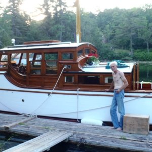 56.) Got a tour of Dave\'s restored 1933 boat.