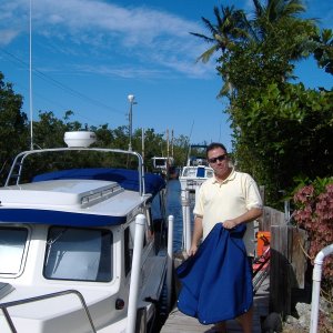 Jim of Wild Blue Fame at my dock