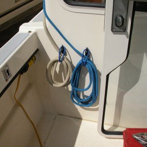 Sea Angel Port side Shockcord Line Hangers -for 1/2" gold bow  and 3/8" blue breast lines