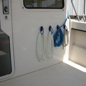 Sea Angel - 2 additional starboard Shockcord Line Hangers for a spare 15' and 50' line with their ends whipped.