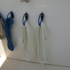 Sea Angel - 2 additional port Shockcord Line Hangers for a spare 15' and 50' line with their ends whipped.