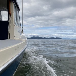 In Boundary Pass heading toward Stuart