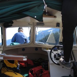 Steering from the fly bridge.