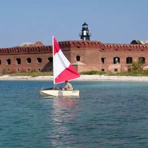 Fort Jefferson Tortugas w/ Joe in our sailing dingy in the foreground
