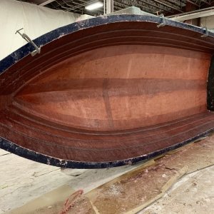 This is the 23 Venture Hull being laid up in our lamination shop.