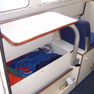Another shot of foot and bench seat locker access.