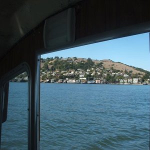 The Tiburon Hills on the North side of Raccoon Strait from inside the Sun Runner
