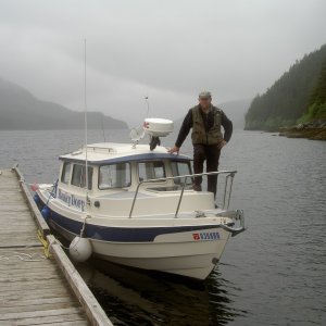 out of fog and stop at tongass national forest warming hut dock in lisianski strait