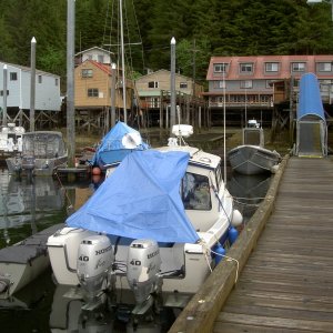 transient dock pelican  tarp over generator running in the rain