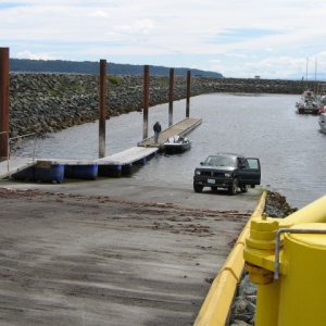 Concrete surface ramp with alongside float.