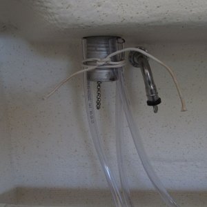 Vent hoses tied to fill fitting (just to have a place to secure them) (vent is sealed off with expanding plug and thumb screw).