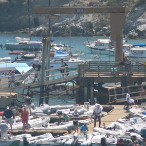 Twin Harbors dinghy dock get's a bit crowded at times