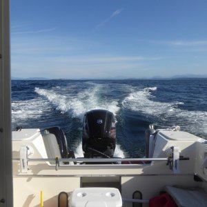 Half way to Comox Sunday morning...some trailing seas but not too bad