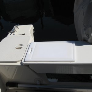 new So Pac hatches and splashwell table and cutting board   It sits on non skid pads and is held in with a bungee cord to the splashwell lip  on or off in 10 seconds very nice additional space