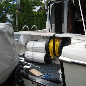 stowage keeps both cockpit and splashwell clearer and ship shape
