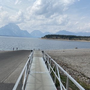 Still water to launch at Jackson Lake, Signal Mountain boat ramp