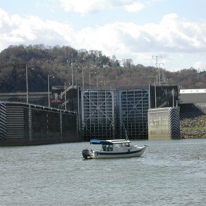 Our guides aboard Gypsy below Cordell Hull Lock & Dam
