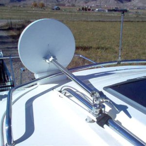 TV antenna in lowered position