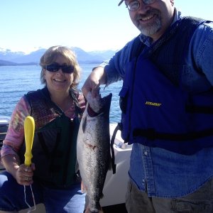 first fish - you can see the first mate is into this!