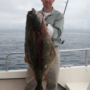 Tom's halibut thanks to Steve on Shearwater