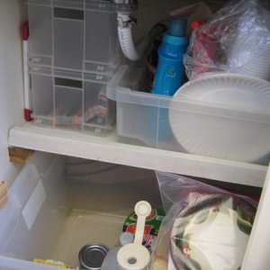 shelves under the galley