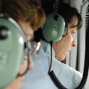 Dee on float plane flight to Taku Lodge for dinner