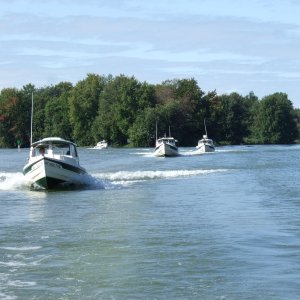 The convoy entering the Erie Canal from the Cayuga-Seneca Canal.
