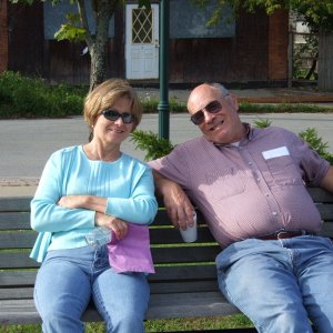 Becky and Fred waiting for the Hunky Dory Taxi