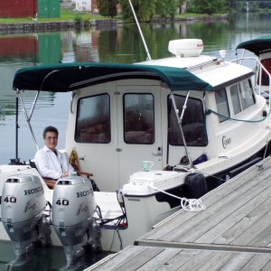 Darlene Relaxing in the Cockpit While at Dock in Seneca Falls Saturday