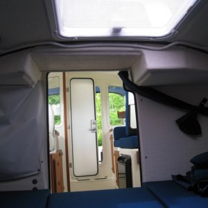 Sliding privacy curtain and LED lighting.