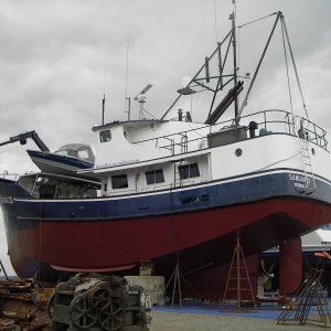Alaska Cruiser on the hard in Port Townsend.  Live and work aboard.