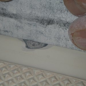 Sanding next to the non-skid, working down the gel coat scratches.